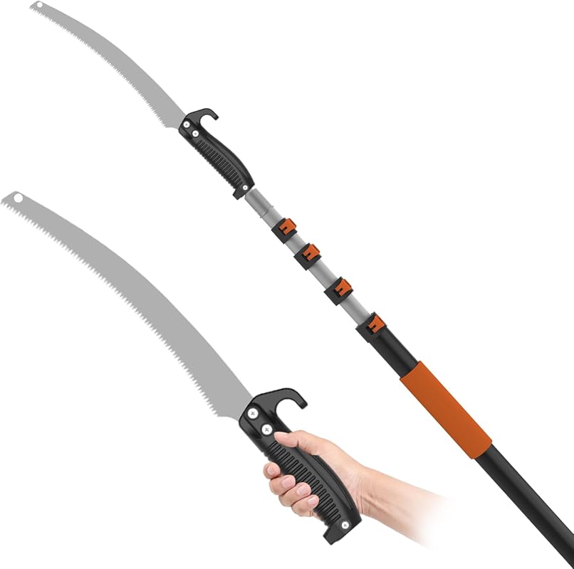 SISUPASSIE 20-Foot Reach Telescoping Pole Saw, Manual Extendable Tree 