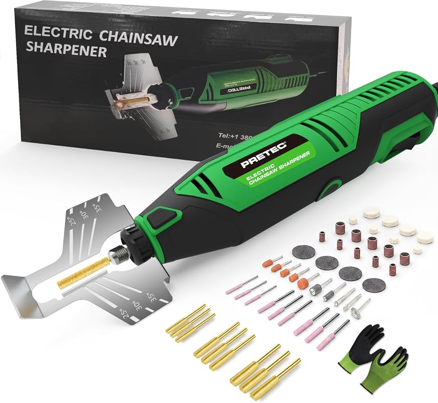 Electric Chainsaw Sharpener Kit with 54-Piece Rotary Tool Accessories