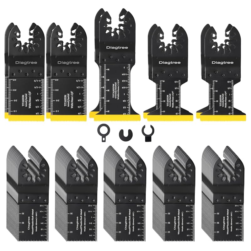 Diagtree 115PCS Titanium Oscillating Multitool Blades for Cutting Meta